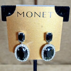 Monet Black and Silver Dangle Earrings